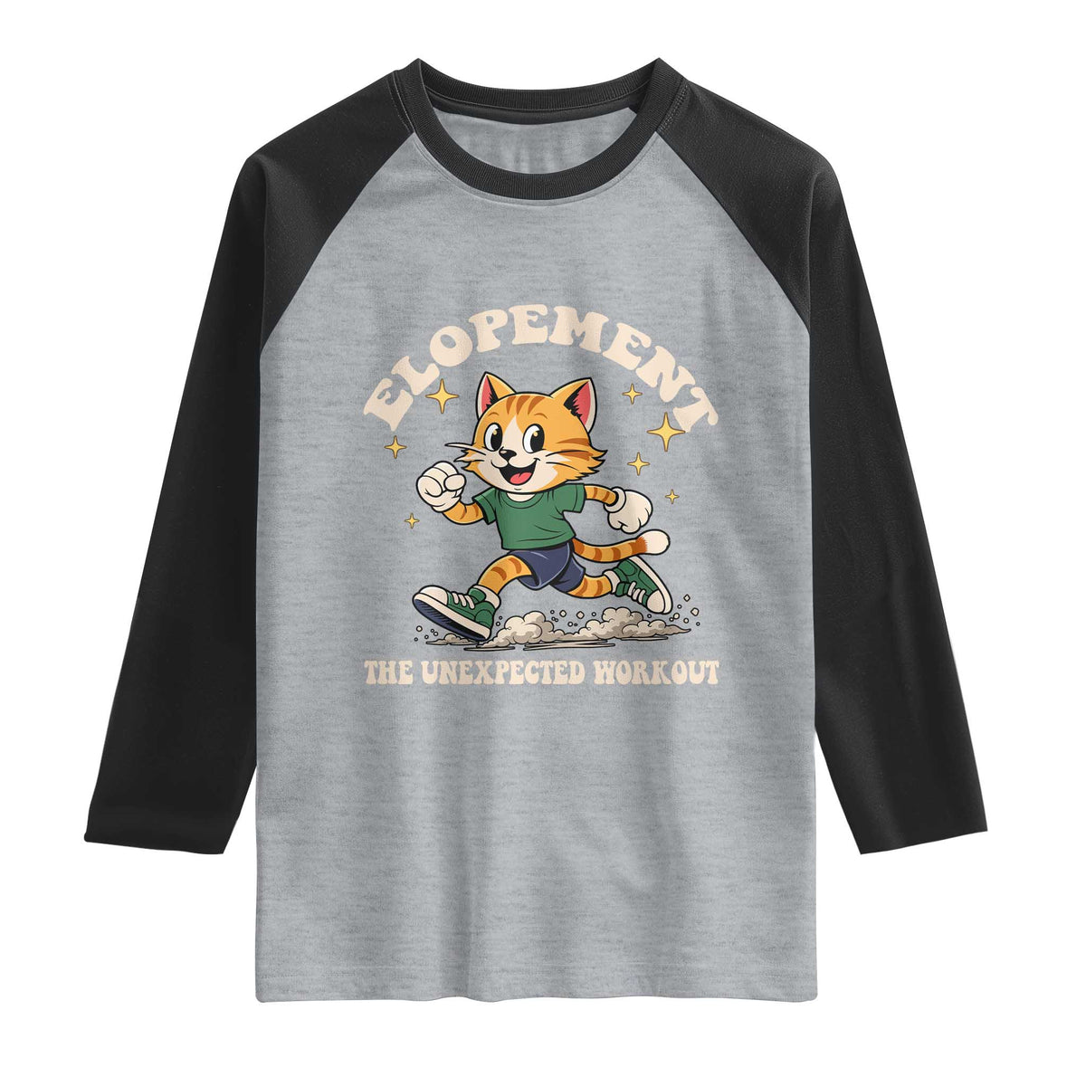 Elopement The Unexpected Workout Raglan Shirt Autism Neurodiversity Cat