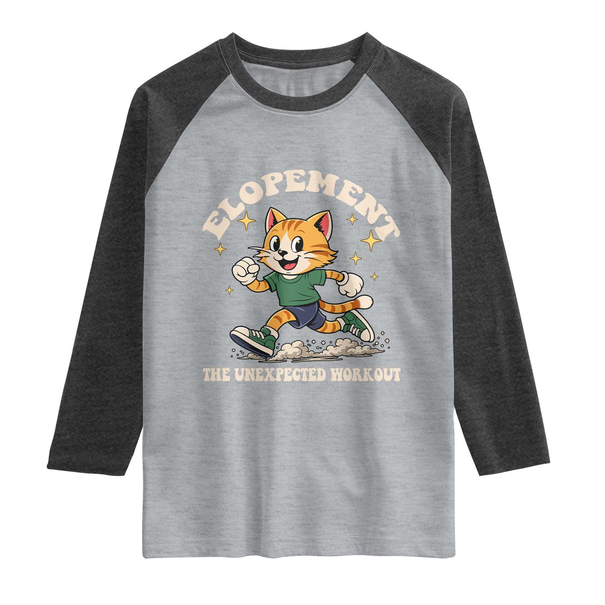 Elopement The Unexpected Workout Raglan Shirt Autism Neurodiversity Cat