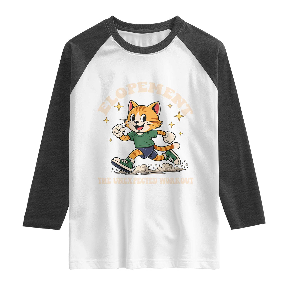 Elopement The Unexpected Workout Raglan Shirt Autism Neurodiversity Cat