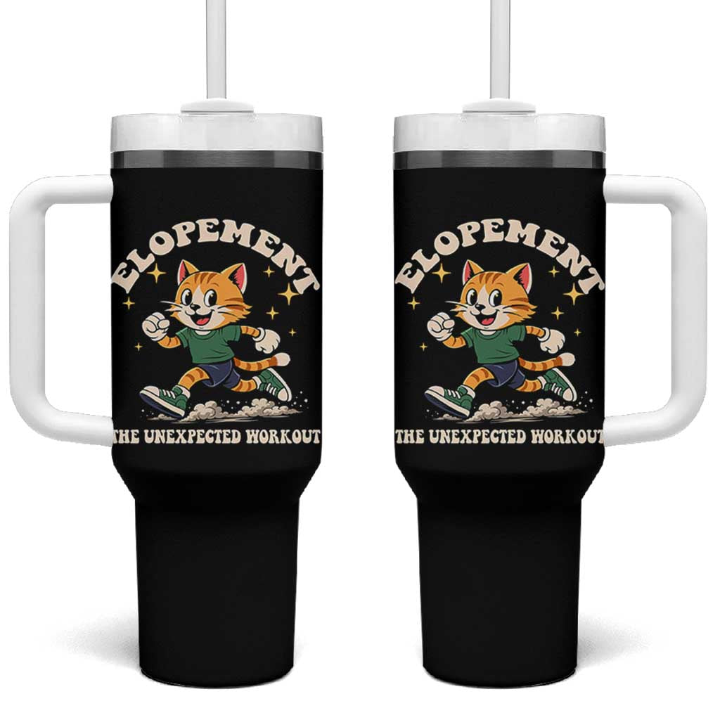 Elopement The Unexpected Workout Tumbler With Handle Autism Neurodiversity Cat