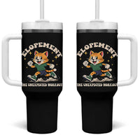 Elopement The Unexpected Workout Tumbler With Handle Autism Neurodiversity Cat