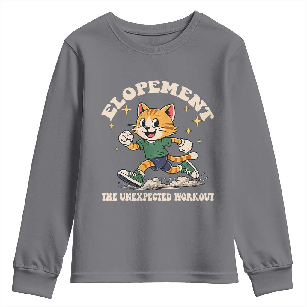 Elopement The Unexpected Workout Youth Sweatshirt Autism Neurodiversity Cat