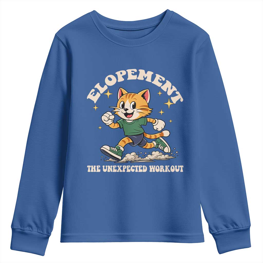 Elopement The Unexpected Workout Youth Sweatshirt Autism Neurodiversity Cat