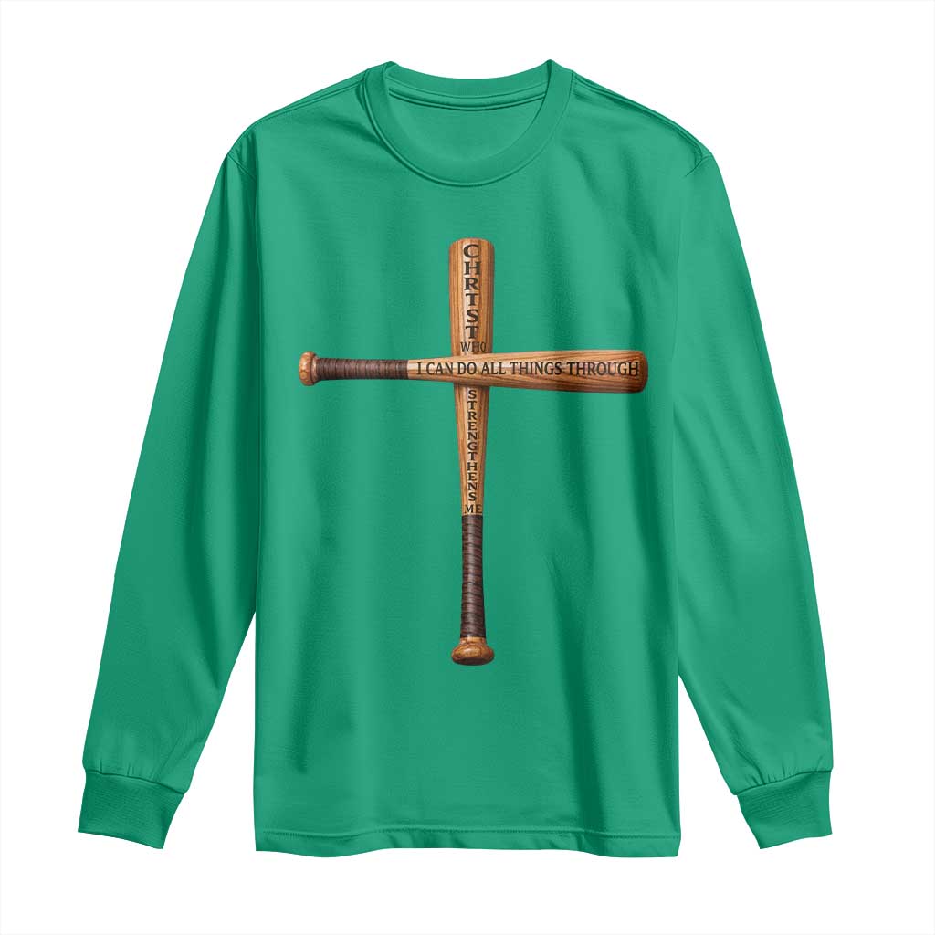 Christian Baseball Long Sleeve Shirt I Can Do All Things Through Christ Who Strengthens Me