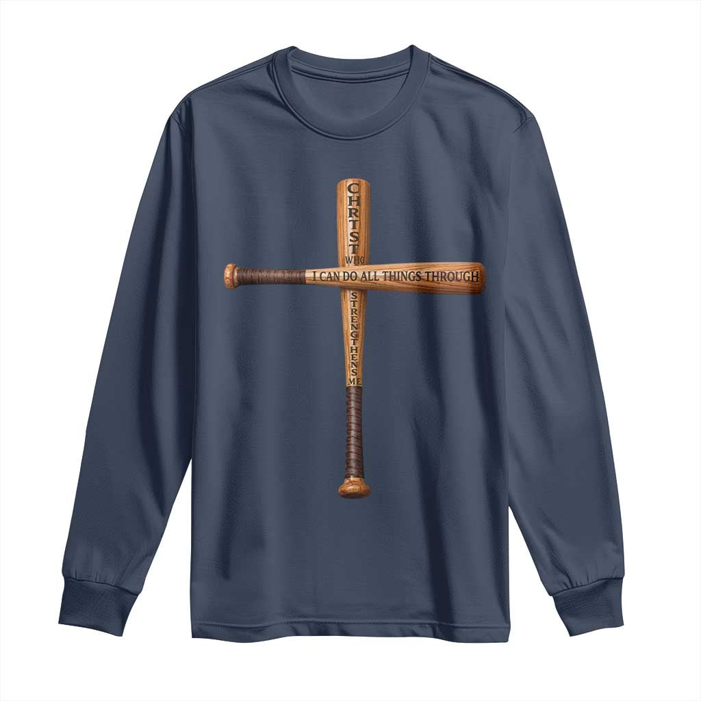 Christian Baseball Long Sleeve Shirt I Can Do All Things Through Christ Who Strengthens Me