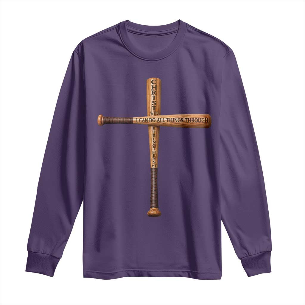Christian Baseball Long Sleeve Shirt I Can Do All Things Through Christ Who Strengthens Me