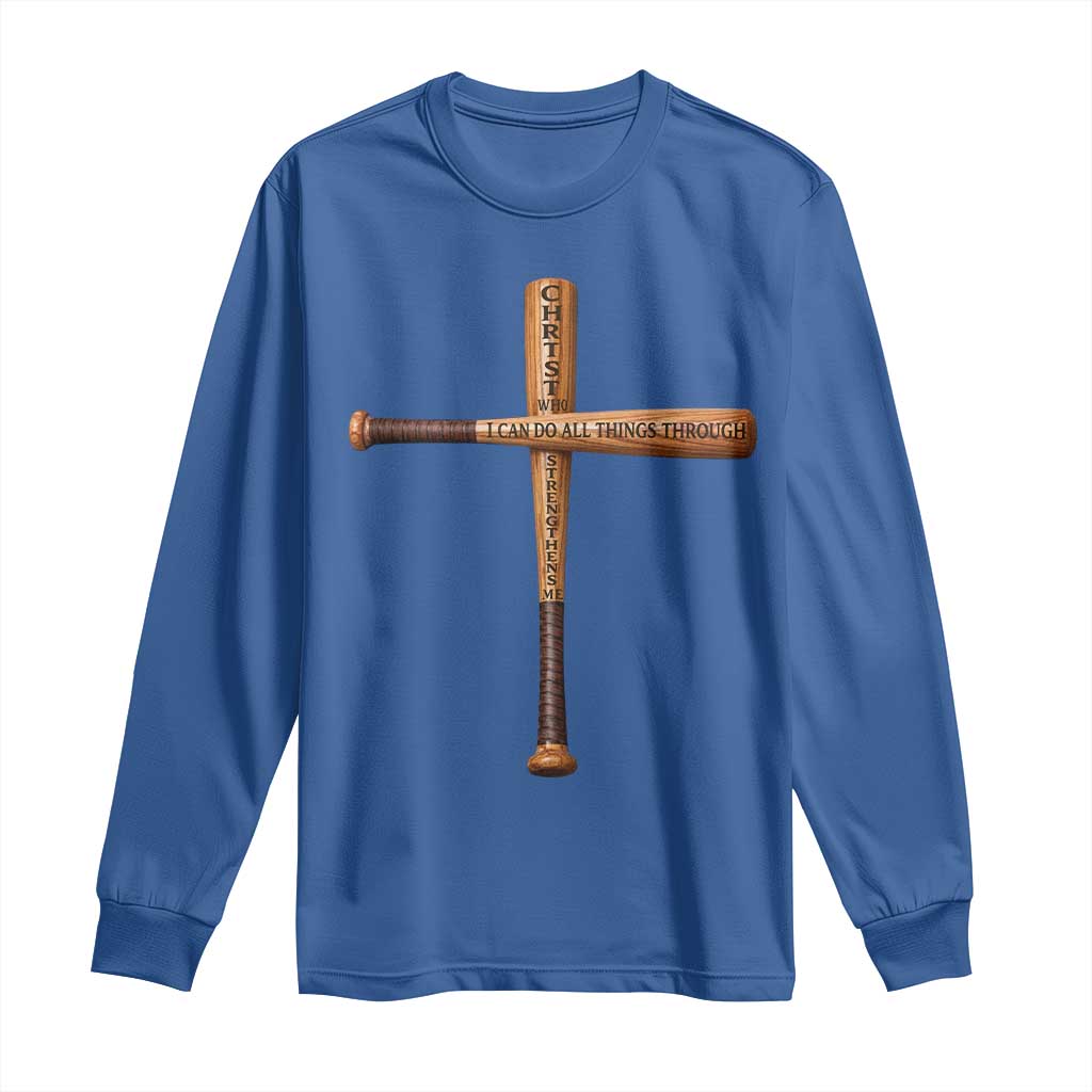 Christian Baseball Long Sleeve Shirt I Can Do All Things Through Christ Who Strengthens Me