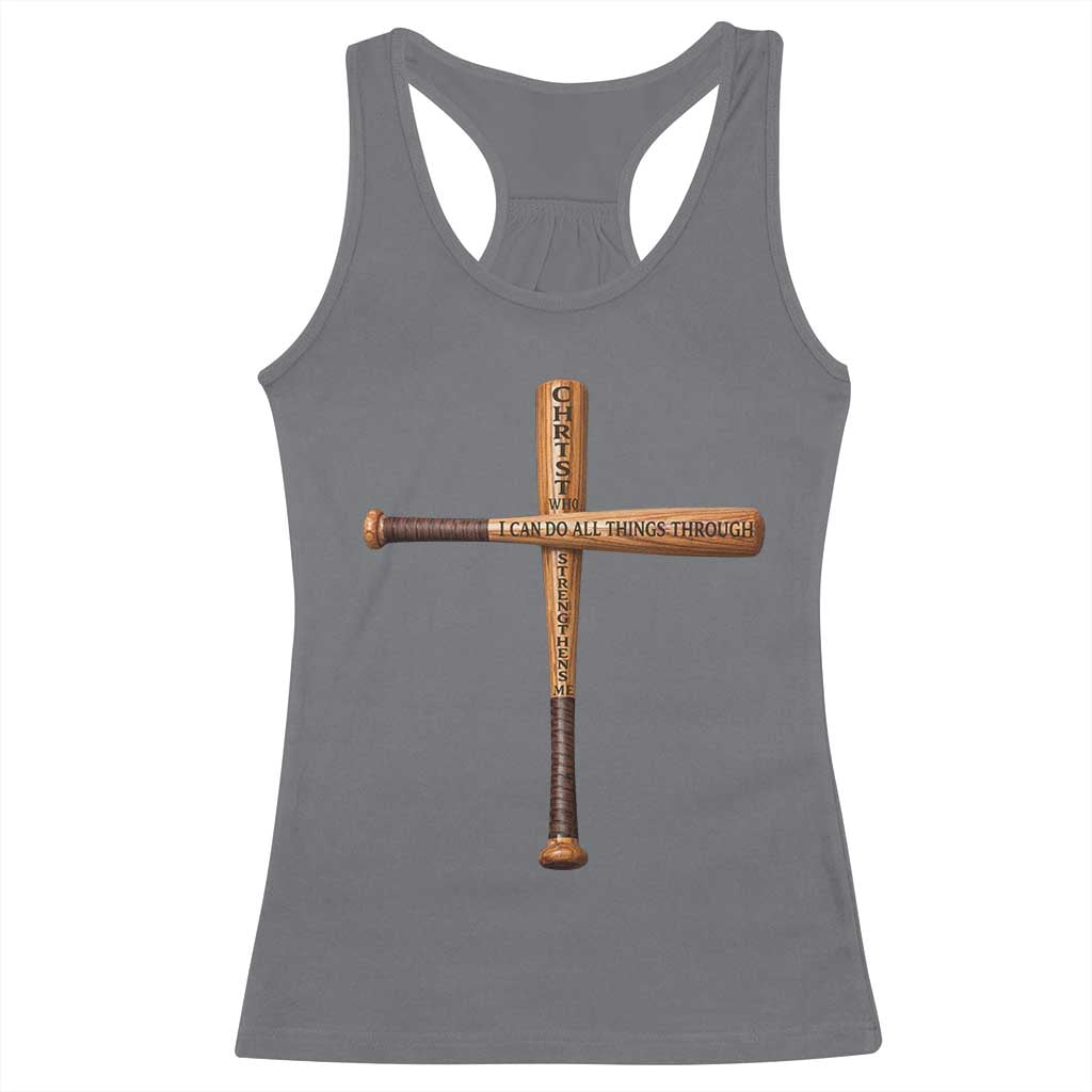 Christian Baseball Racerback Tank Top I Can Do All Things Through Christ Who Strengthens Me