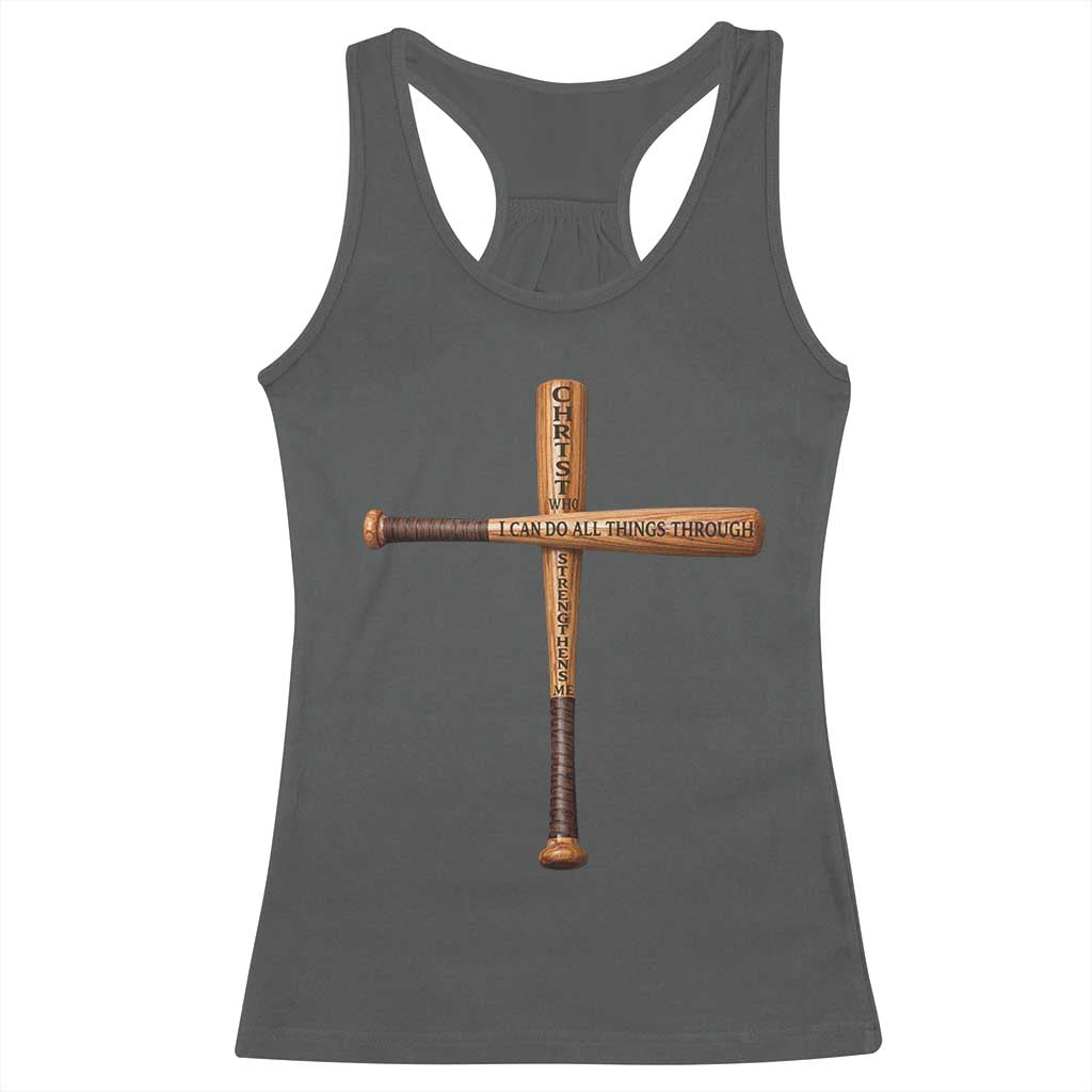 Christian Baseball Racerback Tank Top I Can Do All Things Through Christ Who Strengthens Me