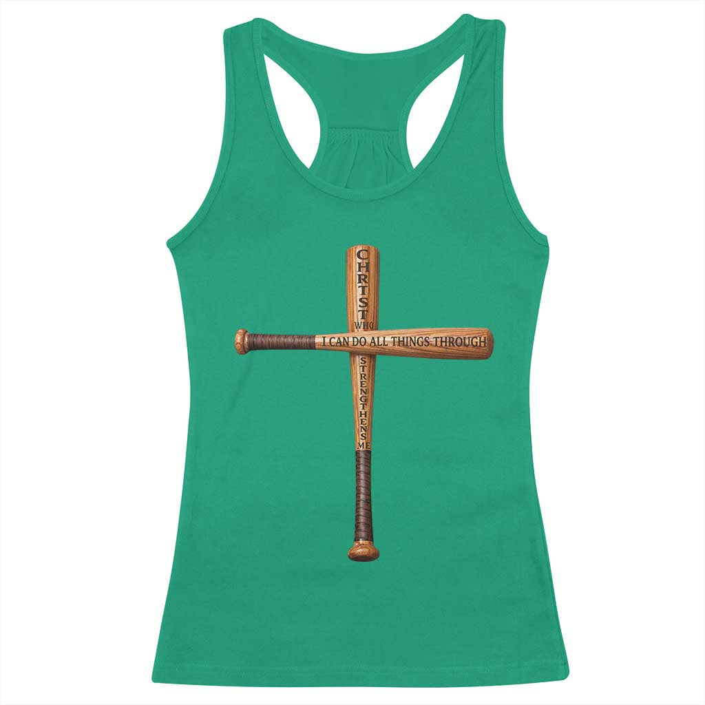 Christian Baseball Racerback Tank Top I Can Do All Things Through Christ Who Strengthens Me