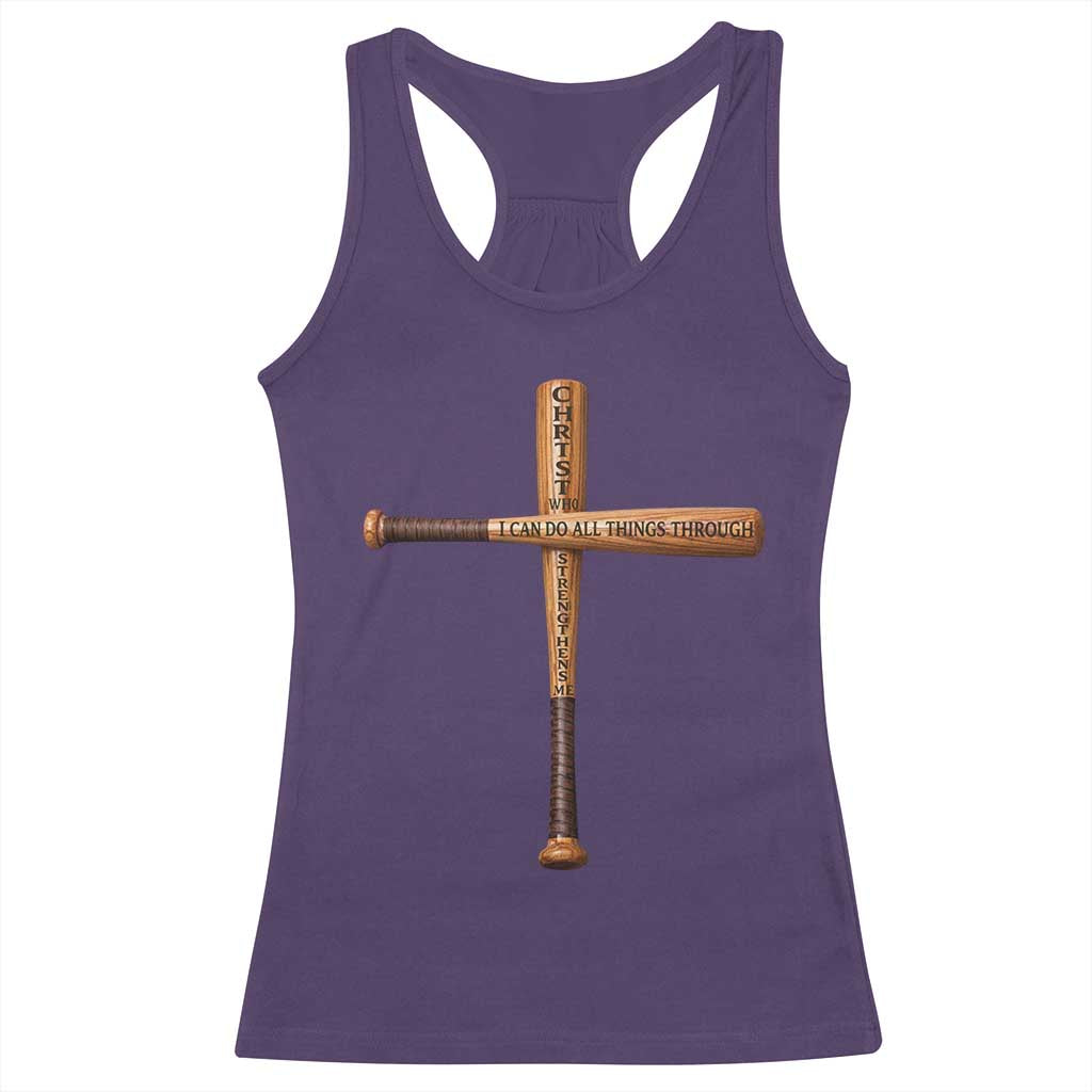 Christian Baseball Racerback Tank Top I Can Do All Things Through Christ Who Strengthens Me