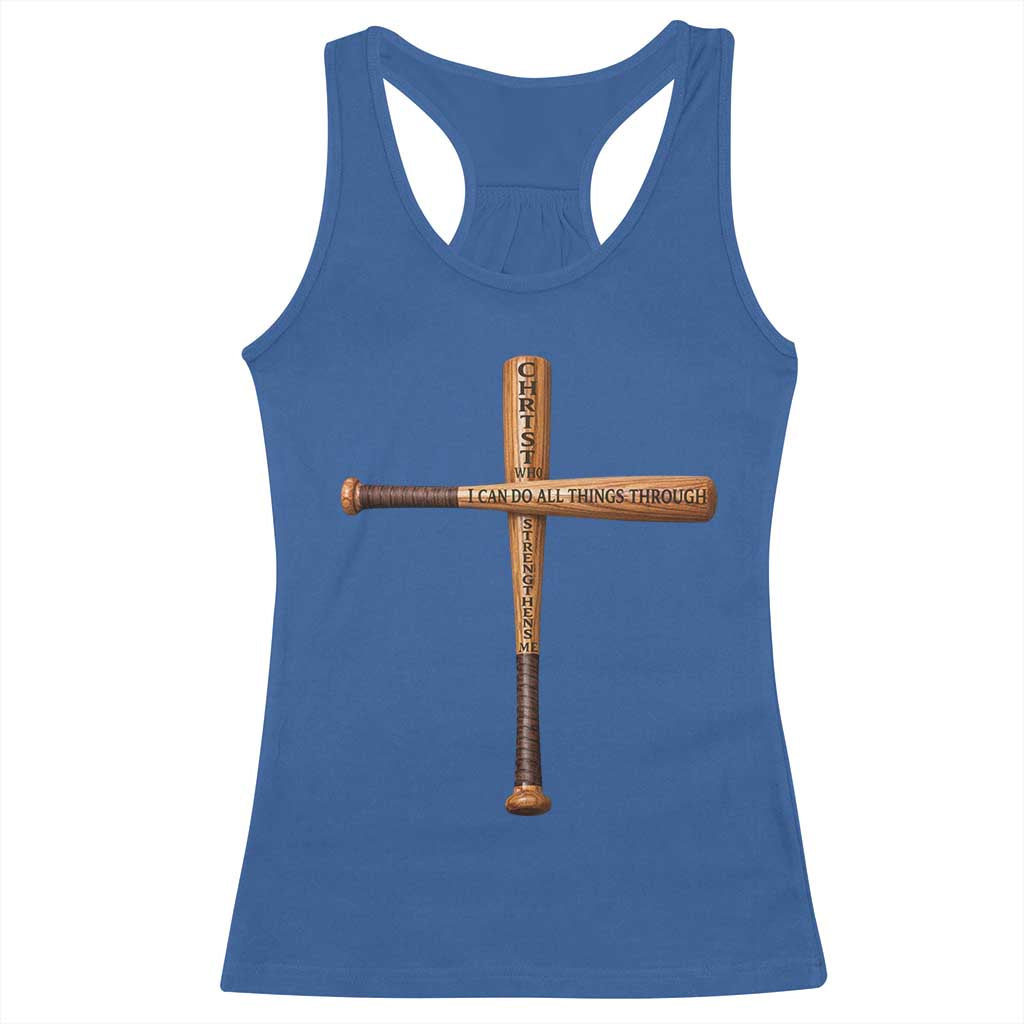 Christian Baseball Racerback Tank Top I Can Do All Things Through Christ Who Strengthens Me