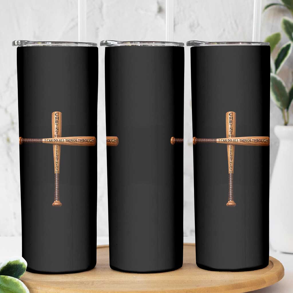 Christian Baseball Skinny Tumbler I Can Do All Things Through Christ Who Strengthens Me