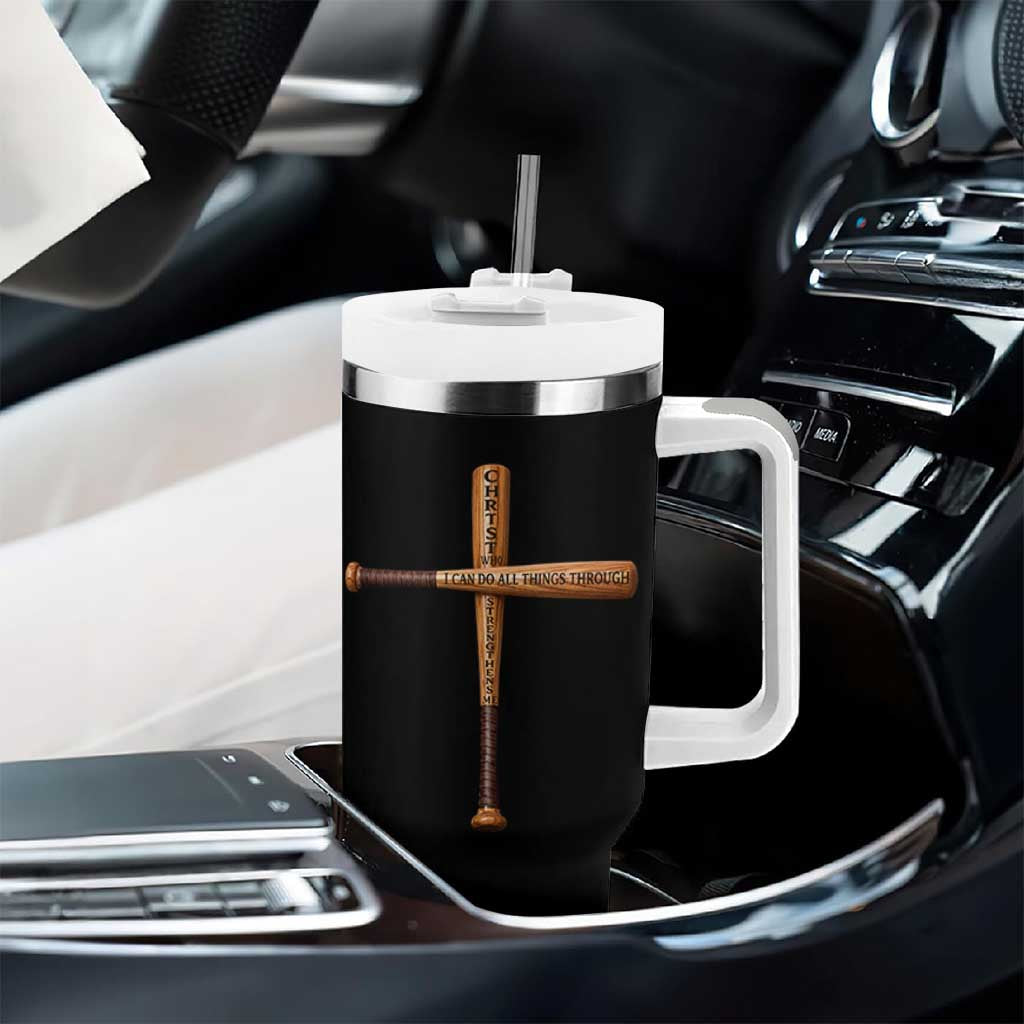 Christian Baseball Tumbler With Handle I Can Do All Things Through Christ Who Strengthens Me