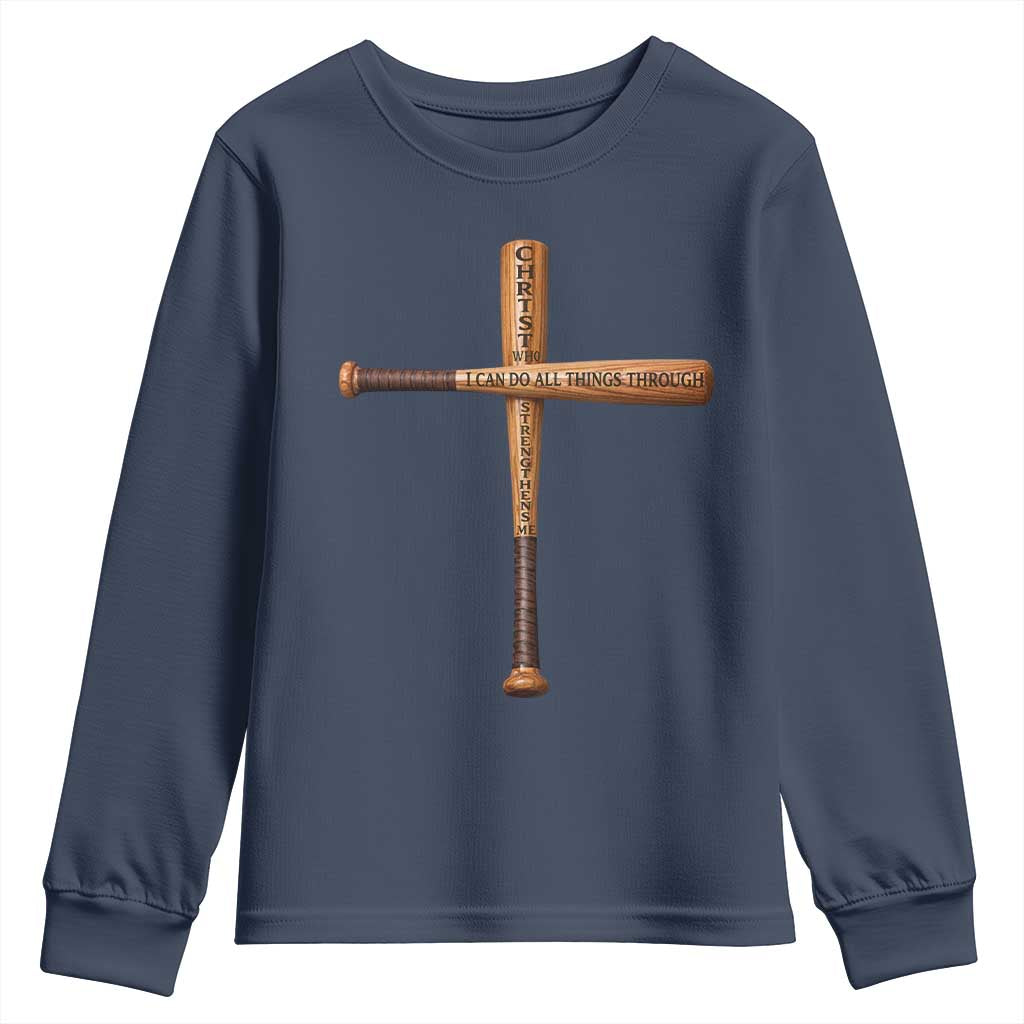 Christian Baseball Youth Sweatshirt I Can Do All Things Through Christ Who Strengthens Me