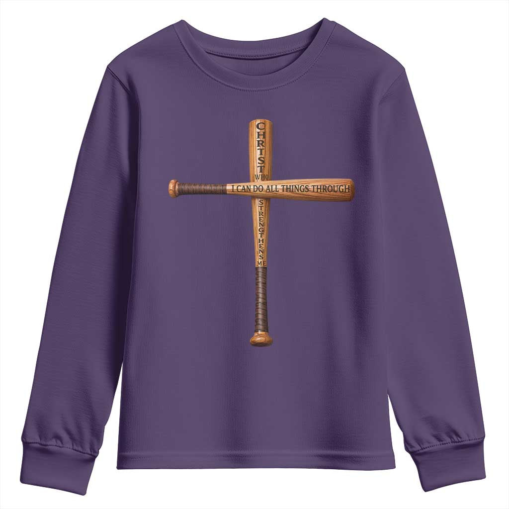 Christian Baseball Youth Sweatshirt I Can Do All Things Through Christ Who Strengthens Me
