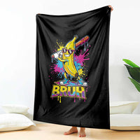 Funny Bruh Banana Baseball Drip Ice Cream Sports Splatter Throw Blanket