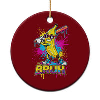 Funny Bruh Banana Baseball Drip Ice Cream Sports Splatter Ceramic Ornament