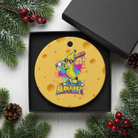 Funny Bruh Banana Baseball Drip Ice Cream Sports Splatter Ceramic Ornament