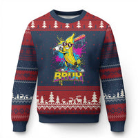 Funny Bruh Banana Baseball Drip Ice Cream Sports Splatter Ugly Christmas Sweater