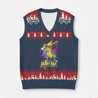Funny Bruh Banana Baseball Drip Ice Cream Sports Splatter V-Neck Knit Sweater Vest