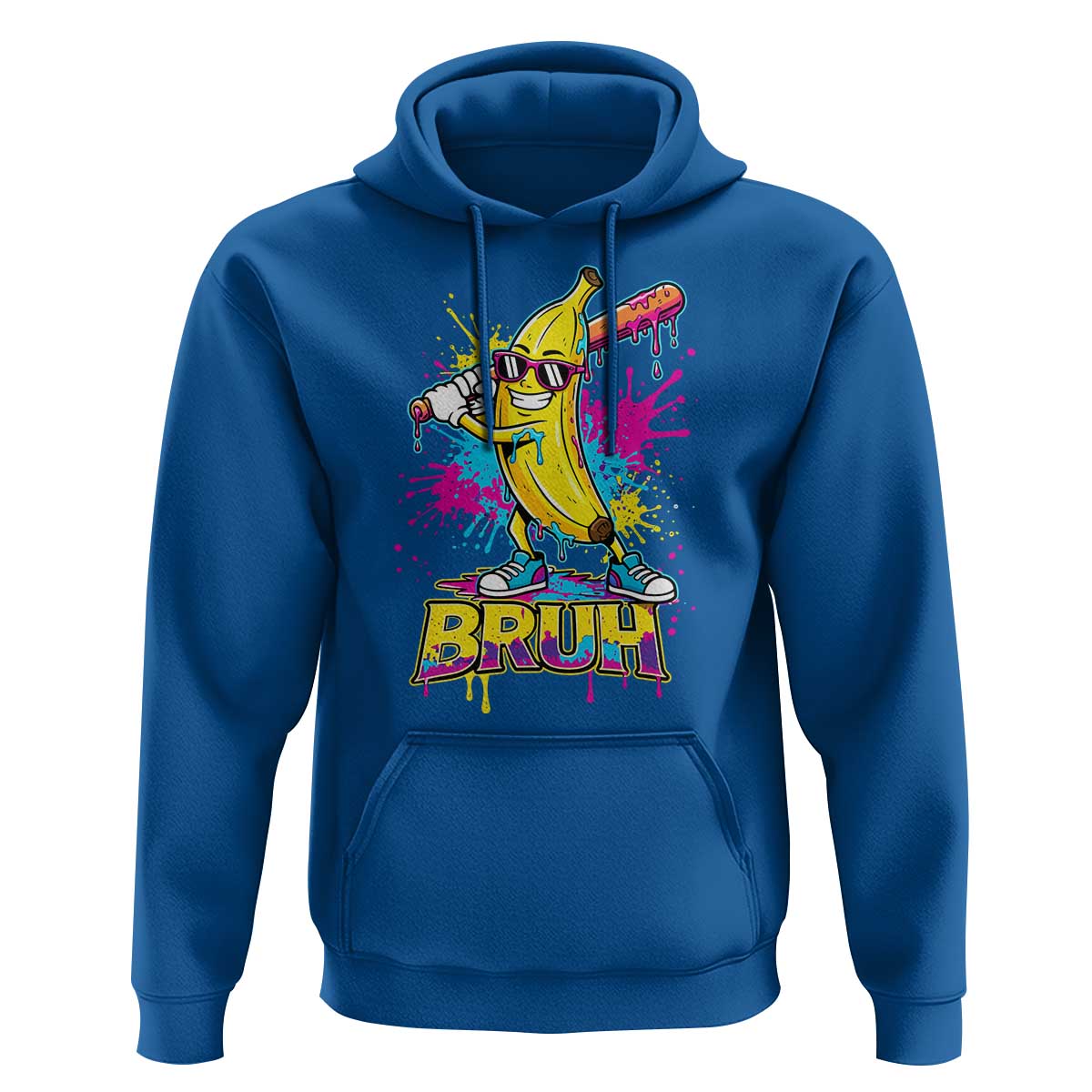 Funny Bruh Banana Baseball Drip Ice Cream Sports Splatter Hoodie