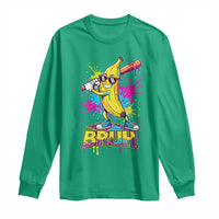 Funny Bruh Banana Baseball Drip Ice Cream Sports Splatter Long Sleeve Shirt