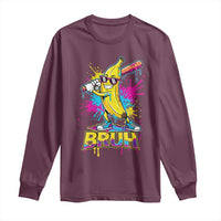 Funny Bruh Banana Baseball Drip Ice Cream Sports Splatter Long Sleeve Shirt