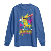 Funny Bruh Banana Baseball Drip Ice Cream Sports Splatter Long Sleeve Shirt