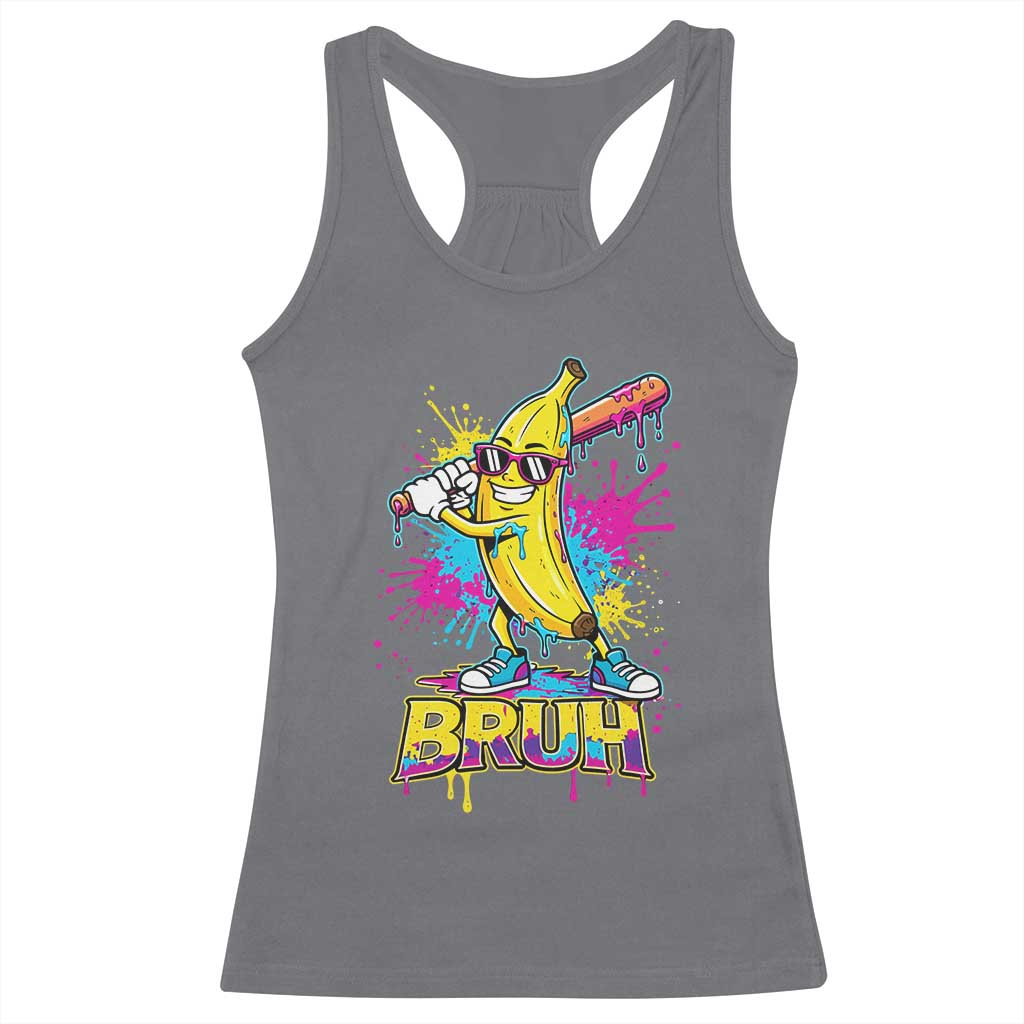 Funny Bruh Banana Baseball Drip Ice Cream Sports Splatter Racerback Tank Top
