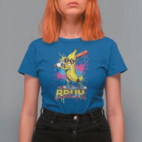 Funny Bruh Banana Baseball Drip Ice Cream Sports Splatter T Shirt For Women