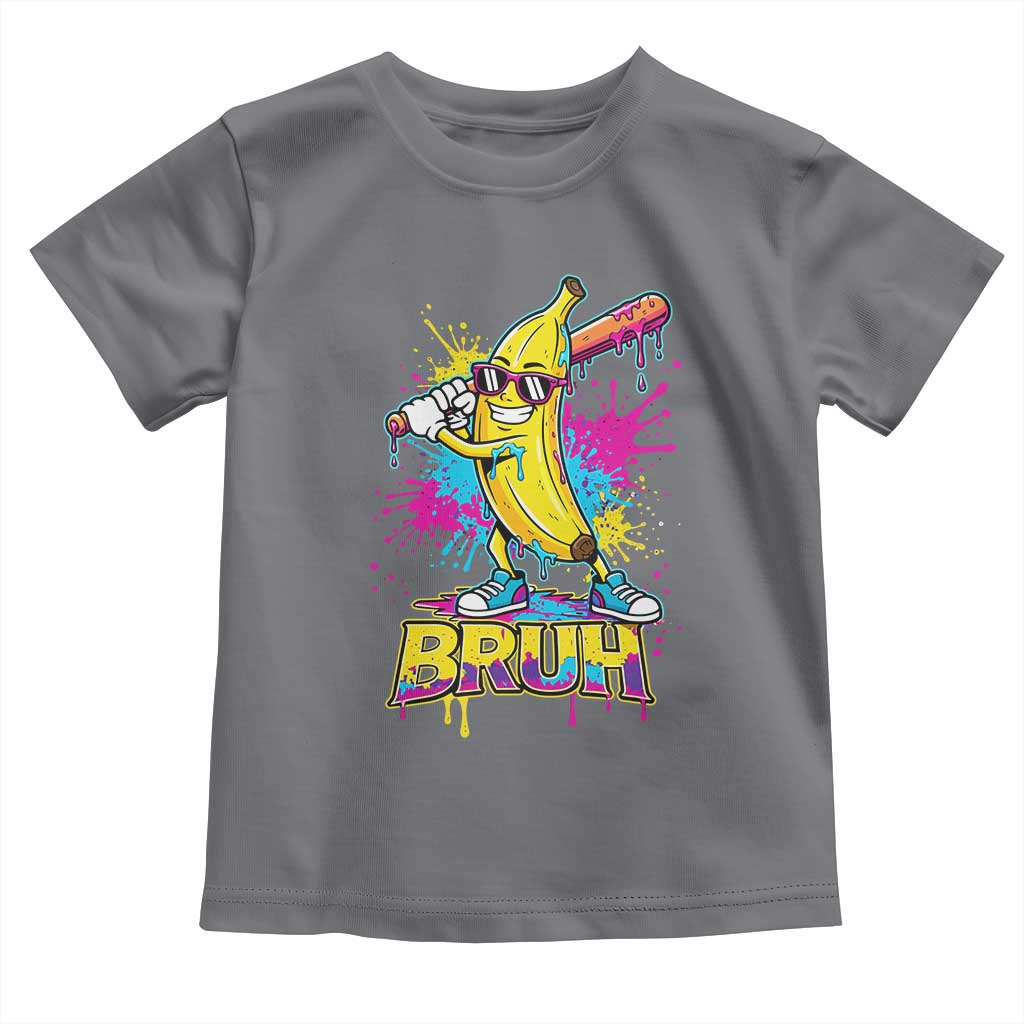 Funny Bruh Banana Baseball Drip Ice Cream Sports Splatter Toddler T Shirt