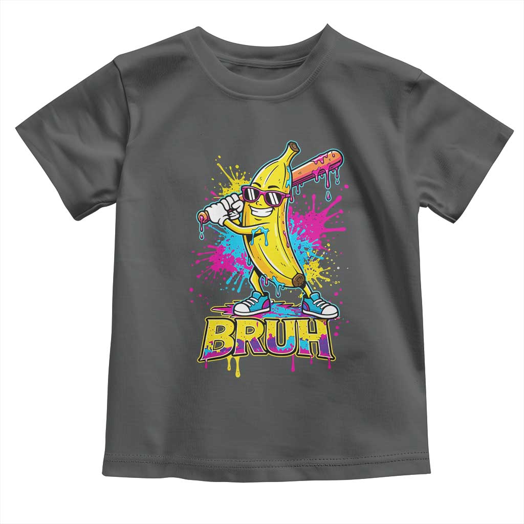 Funny Bruh Banana Baseball Drip Ice Cream Sports Splatter Toddler T Shirt