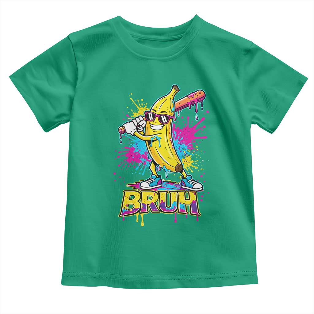 Funny Bruh Banana Baseball Drip Ice Cream Sports Splatter Toddler T Shirt