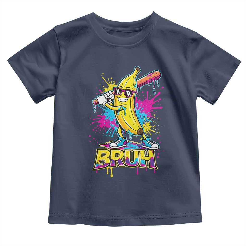 Funny Bruh Banana Baseball Drip Ice Cream Sports Splatter Toddler T Shirt