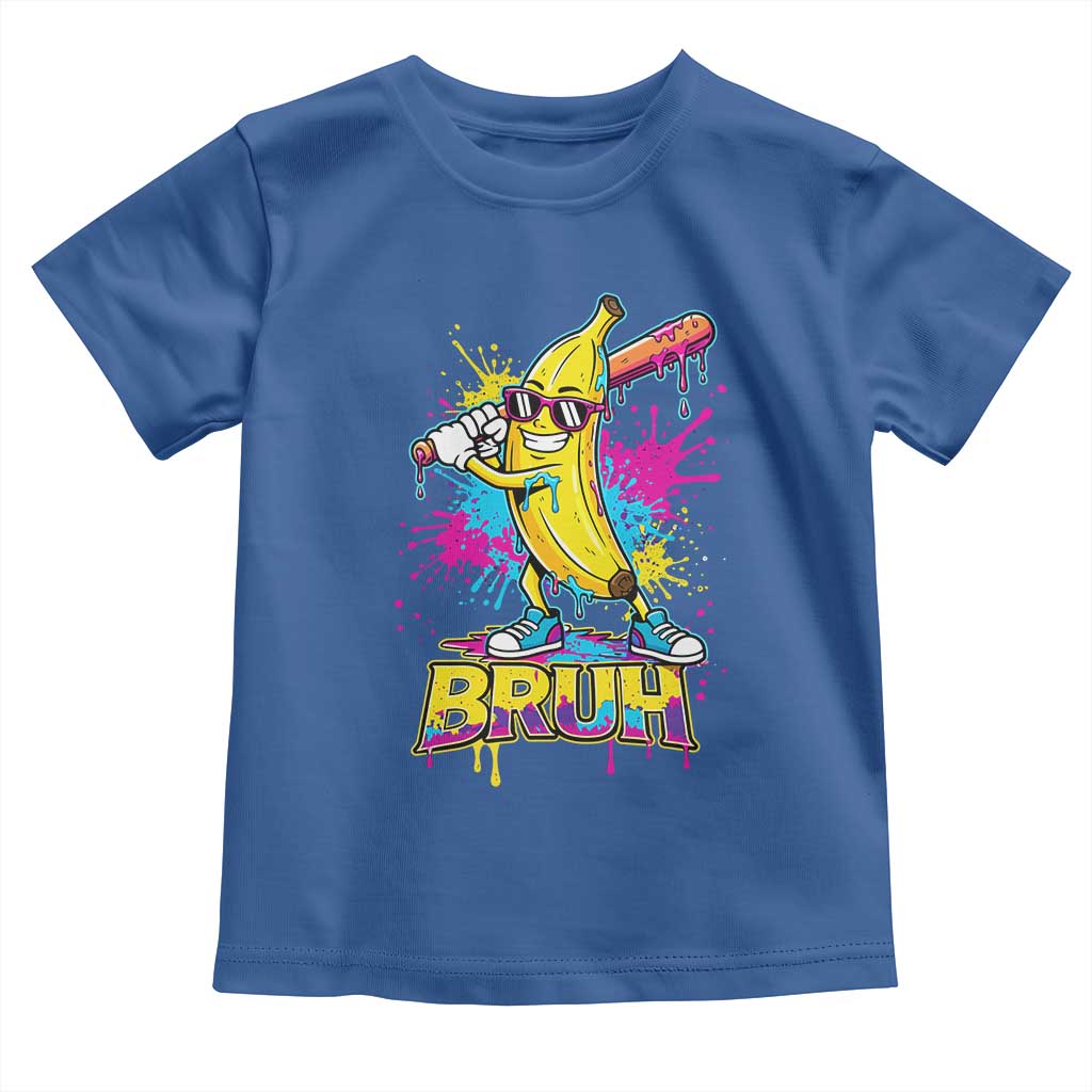 Funny Bruh Banana Baseball Drip Ice Cream Sports Splatter Toddler T Shirt