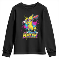 Funny Bruh Banana Baseball Drip Ice Cream Sports Splatter Youth Sweatshirt
