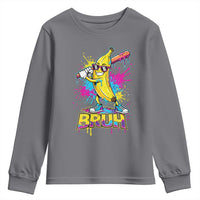 Funny Bruh Banana Baseball Drip Ice Cream Sports Splatter Youth Sweatshirt