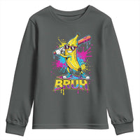 Funny Bruh Banana Baseball Drip Ice Cream Sports Splatter Youth Sweatshirt