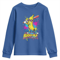 Funny Bruh Banana Baseball Drip Ice Cream Sports Splatter Youth Sweatshirt