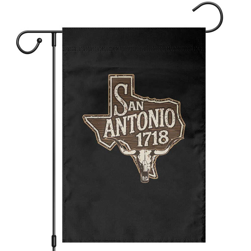 Vintage San Antonio Texas Est 1718 Longhorn Cow Skull Garden Flag