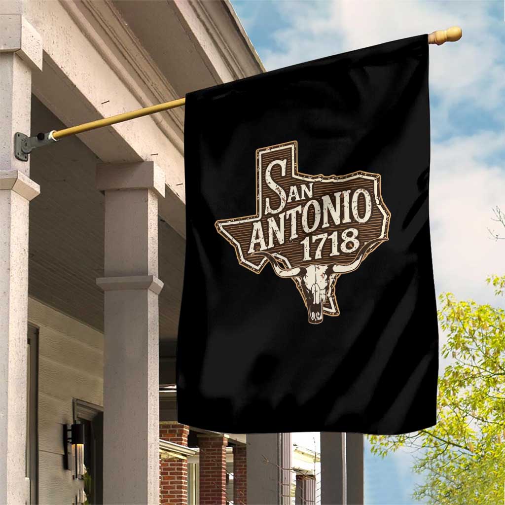 Vintage San Antonio Texas Est 1718 Longhorn Cow Skull Garden Flag