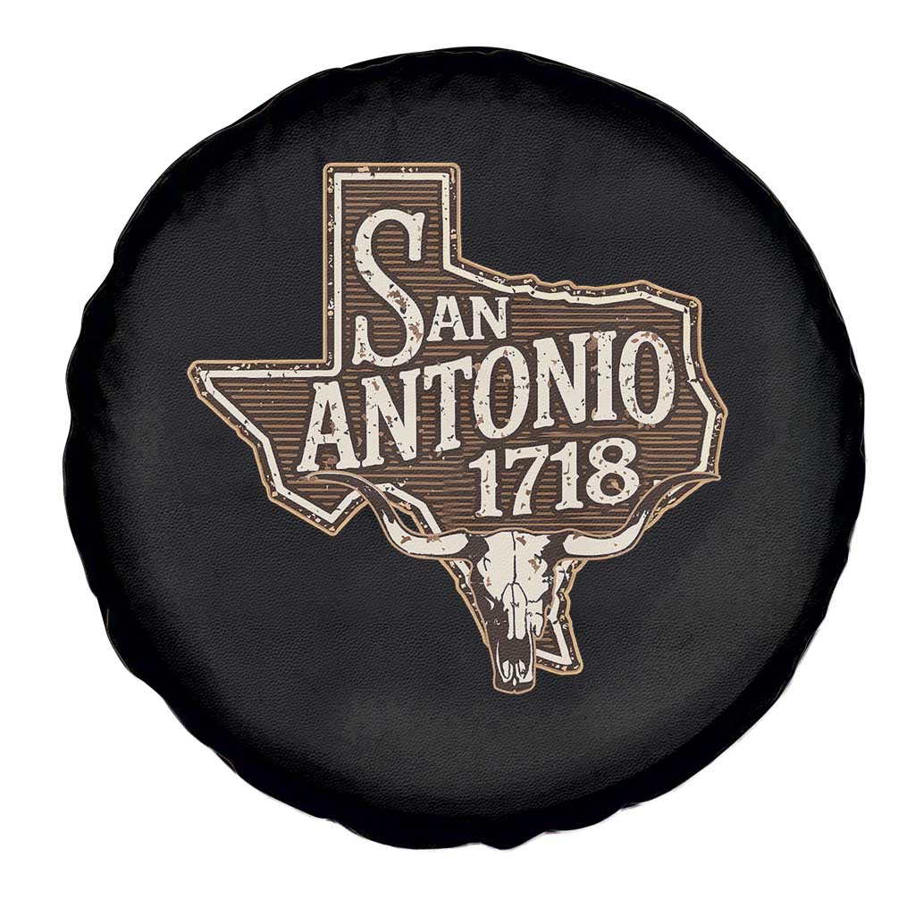 Vintage San Antonio Texas Est 1718 Longhorn Cow Skull Spare Tire Cover