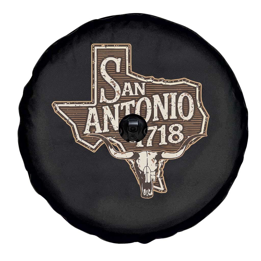 Vintage San Antonio Texas Est 1718 Longhorn Cow Skull Spare Tire Cover