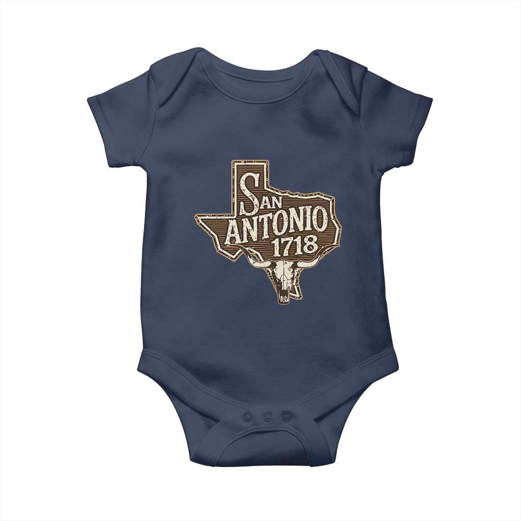 Vintage San Antonio Texas Est 1718 Longhorn Cow Skull Baby Onesie