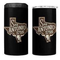 Vintage San Antonio Texas Est 1718 Longhorn Cow Skull 4 in 1 Can Cooler Tumbler