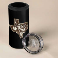 Vintage San Antonio Texas Est 1718 Longhorn Cow Skull 4 in 1 Can Cooler Tumbler