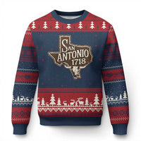 Vintage San Antonio Texas Est 1718 Longhorn Cow Skull Ugly Christmas Sweater