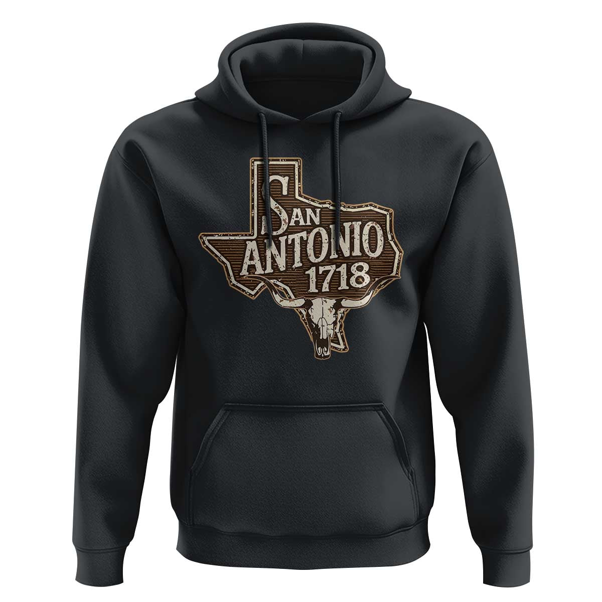 Vintage San Antonio Texas Est 1718 Longhorn Cow Skull Hoodie