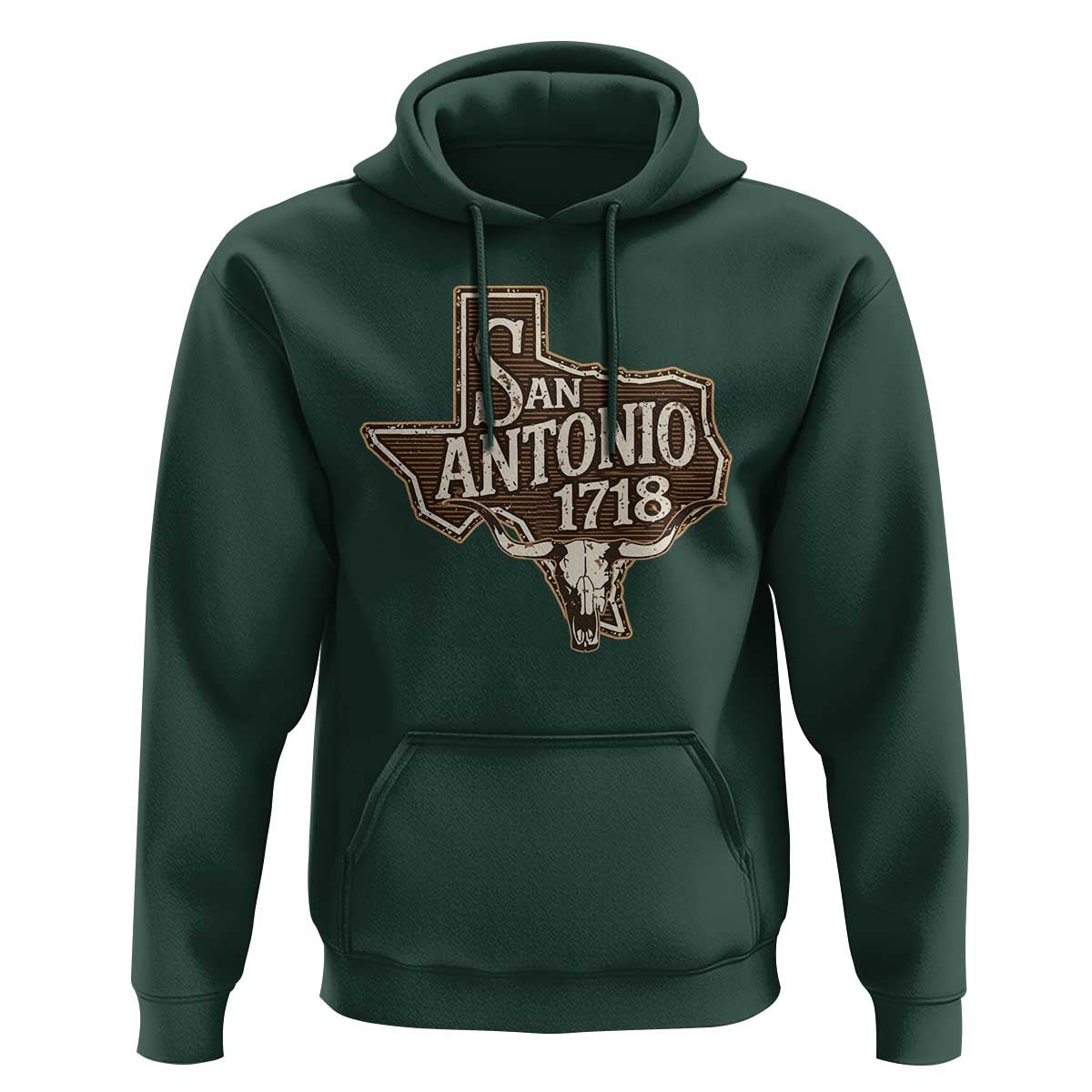 Vintage San Antonio Texas Est 1718 Longhorn Cow Skull Hoodie